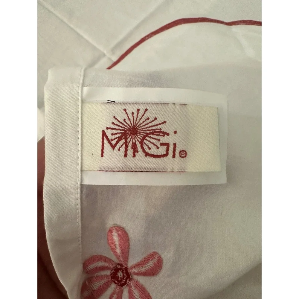 Migi White Cotton Floral Embroidered Scalloped Window Valance Rod Pocket‎